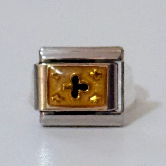 Vintage Dolceoro Clubs Playing Card Italian Charm Bracelet Link - Picture 1 of 2